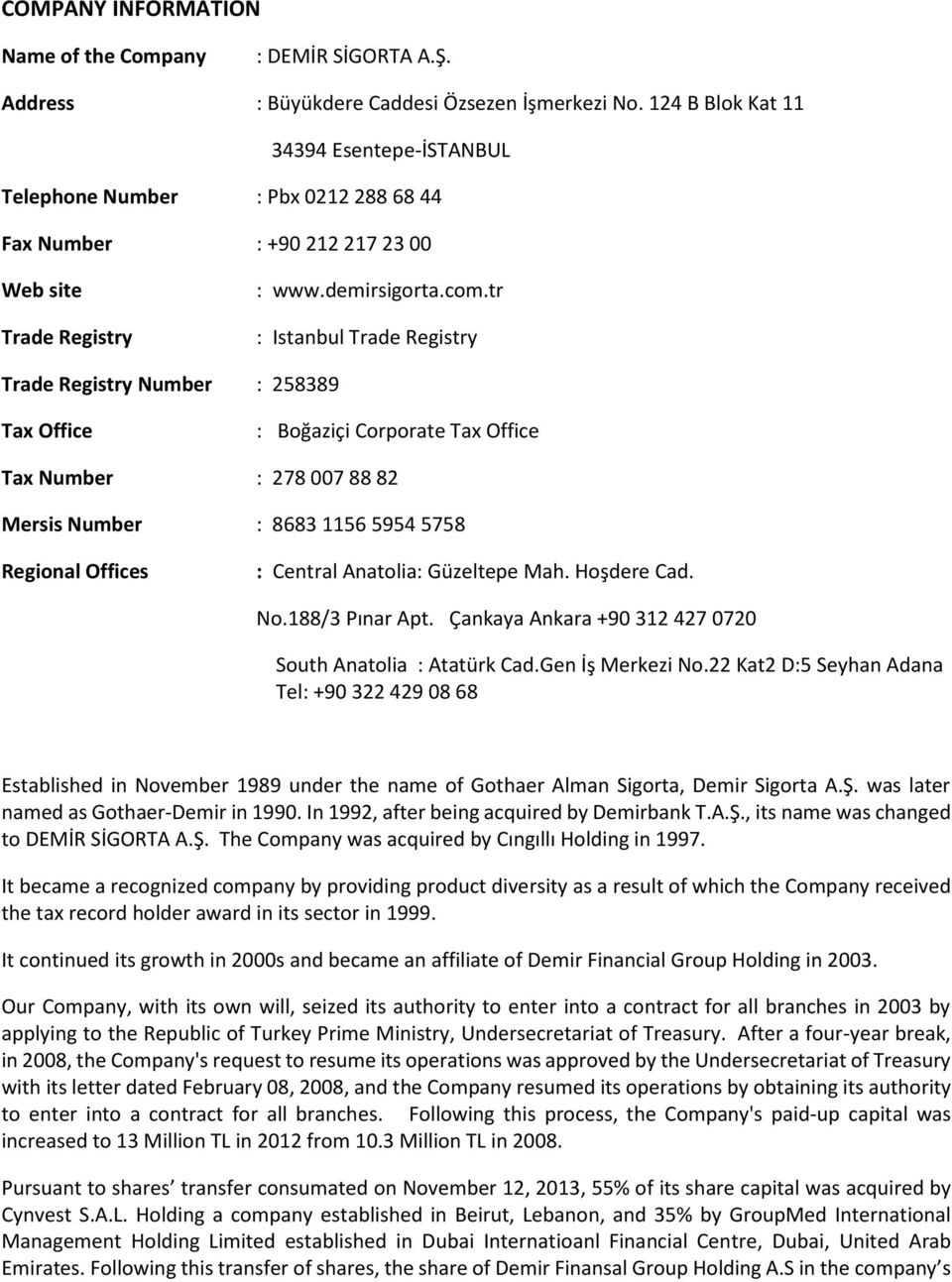 tr : Istanbul Trade Registry Trade Registry Number : 258389 Tax Office : Boğaziçi Corporate Tax Office Tax Number : 278 007 88 82 Mersis Number : 8683 1156 5954 5758 Regional Offices : Central