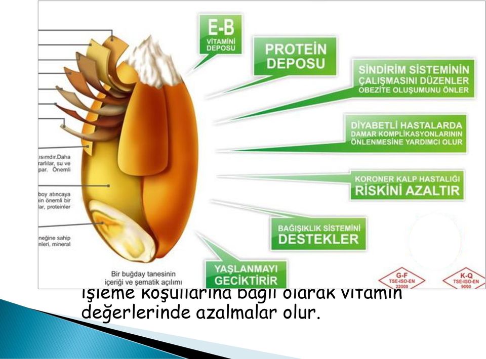 Örneğin buğdayın kepeği ve özü alınarak beyaz un haline getirildiğinde, kanserden koruyucu maddelerin %90 ı kaybolur.