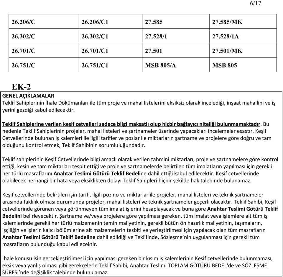 edilecektir. Teklif Sahiplerine verilen keşif cetvelleri sadece bilgi maksatlı lup hiçbir bağlayıcı niteliği bulunmamaktadır.