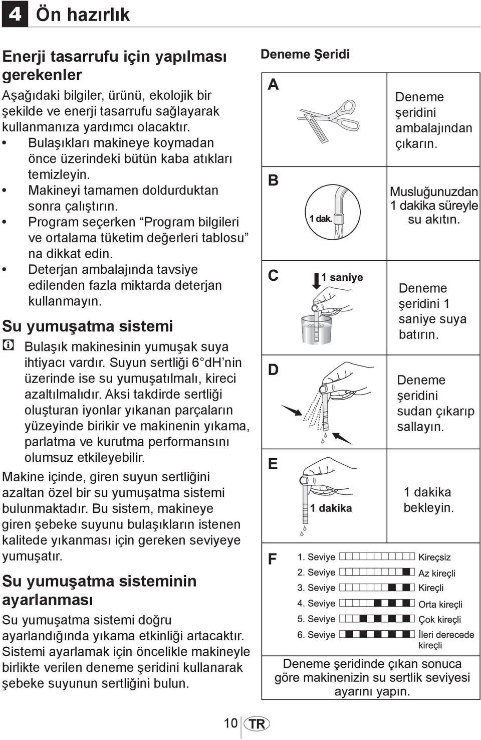 Program seçerken Program bilgileri ve ortalama tüketim değerleri tablosu na dikkat edin. Deterjan ambalajında tavsiye edilenden fazla miktarda deterjan kullanmayın.