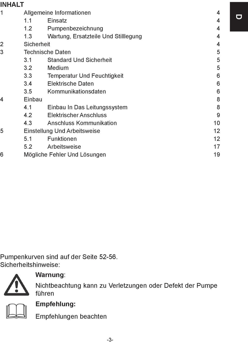 1 Einbau In Das Leitungssystem 8 4.2 Elektrischer Anschluss 9 4.3 Anschluss Kommunikation 10 5 Einstellung Und Arbeitsweise 12 5.1 Funktionen 12 5.