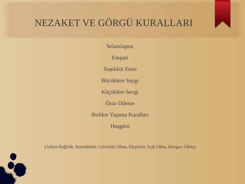 Birlikte Yaşama Kuralları Hoşgörü (Aileye Bağlılık,