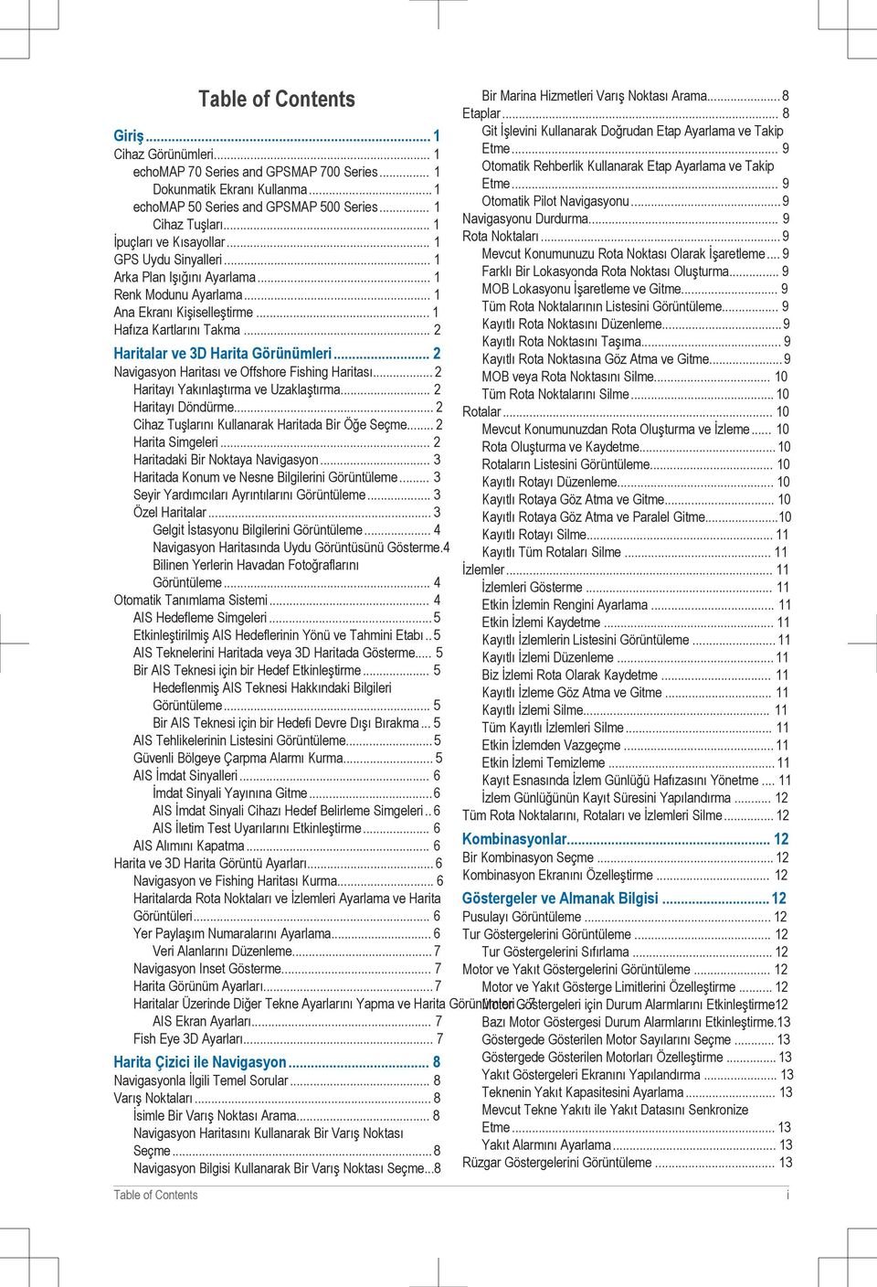 .. 2 Haritalar ve 3D Harita Görünümleri... 2 Navigasyon Haritası ve Offshore Fishing Haritası... 2 Haritayı Yakınlaştırma ve Uzaklaştırma... 2 Haritayı Döndürme.