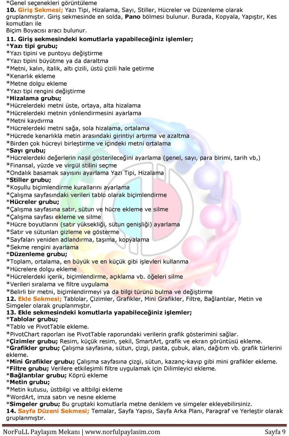 Giriş sekmesindeki komutlarla yapabileceğiniz işlemler; *Yazı tipi grubu; *Yazı tipini ve puntoyu değiştirme *Yazı tipini büyütme ya da daraltma *Metni, kalın, italik, altı çizili, üstü çizili hale