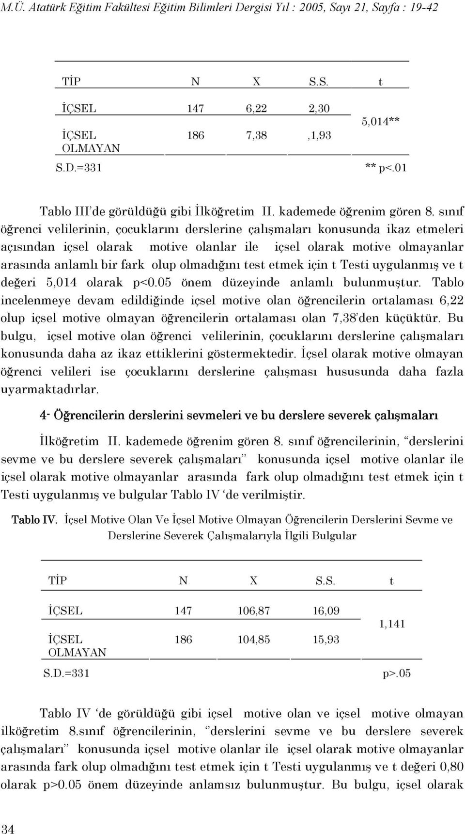 olmadığını test etmek için t Testi uygulanmış ve t değeri 5,014 olarak p<0.05 önem düzeyinde anlamlı bulunmuştur.