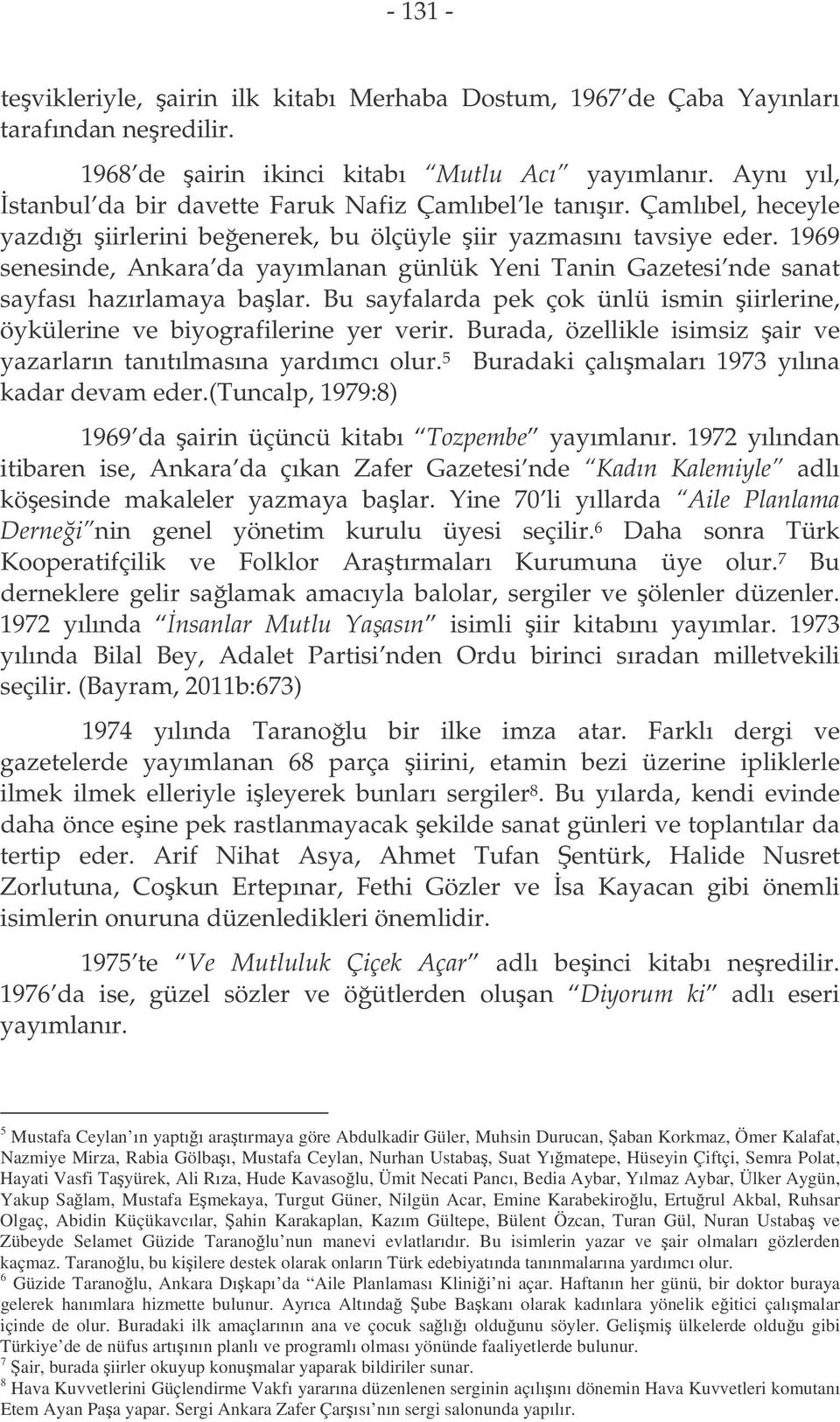 1969 senesinde, Ankara da yayımlanan günlük Yeni Tanin Gazetesi nde sanat sayfası hazırlamaya balar. Bu sayfalarda pek çok ünlü ismin iirlerine, öykülerine ve biyografilerine yer verir.