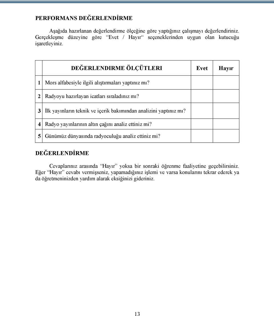 2 Radyoyu hazırlayan icatları sıraladınız mı? 3 İlk yayınların teknik ve içerik bakımından analizini yaptınız mı? 4 Radyo yayınlarının altın çağını analiz ettiniz mi?