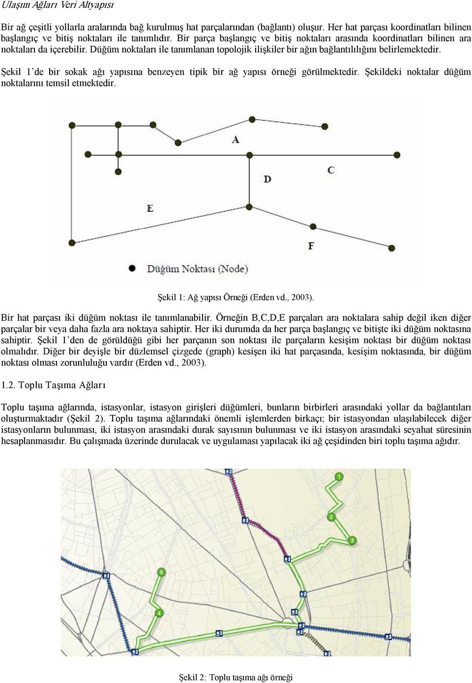 Şekil 1 de bir sokak ağı yapısına benzeyen tipik bir ağ yapısı örneği görülmektedir. Şekildeki noktalar düğüm noktalarını temsil etmektedir. Şekil 1: Ağ yapısı Örneği (Erden vd., 2003).