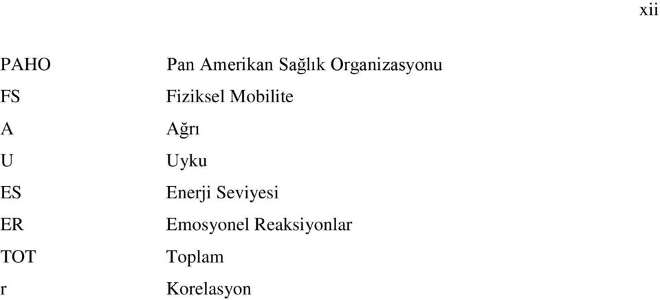 Fiziksel Mobilite Ağrı Uyku Enerji