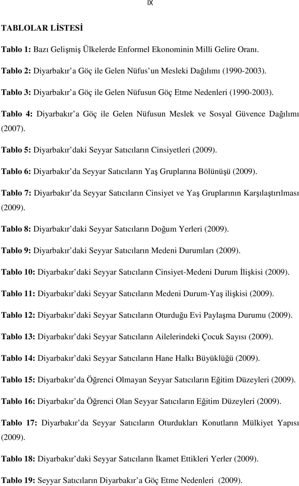 Tablo 5: Diyarbakır daki Seyyar Satıcıların Cinsiyetleri (2009). Tablo 6: Diyarbakır da Seyyar Satıcıların Yaş Gruplarına Bölünüşü (2009).