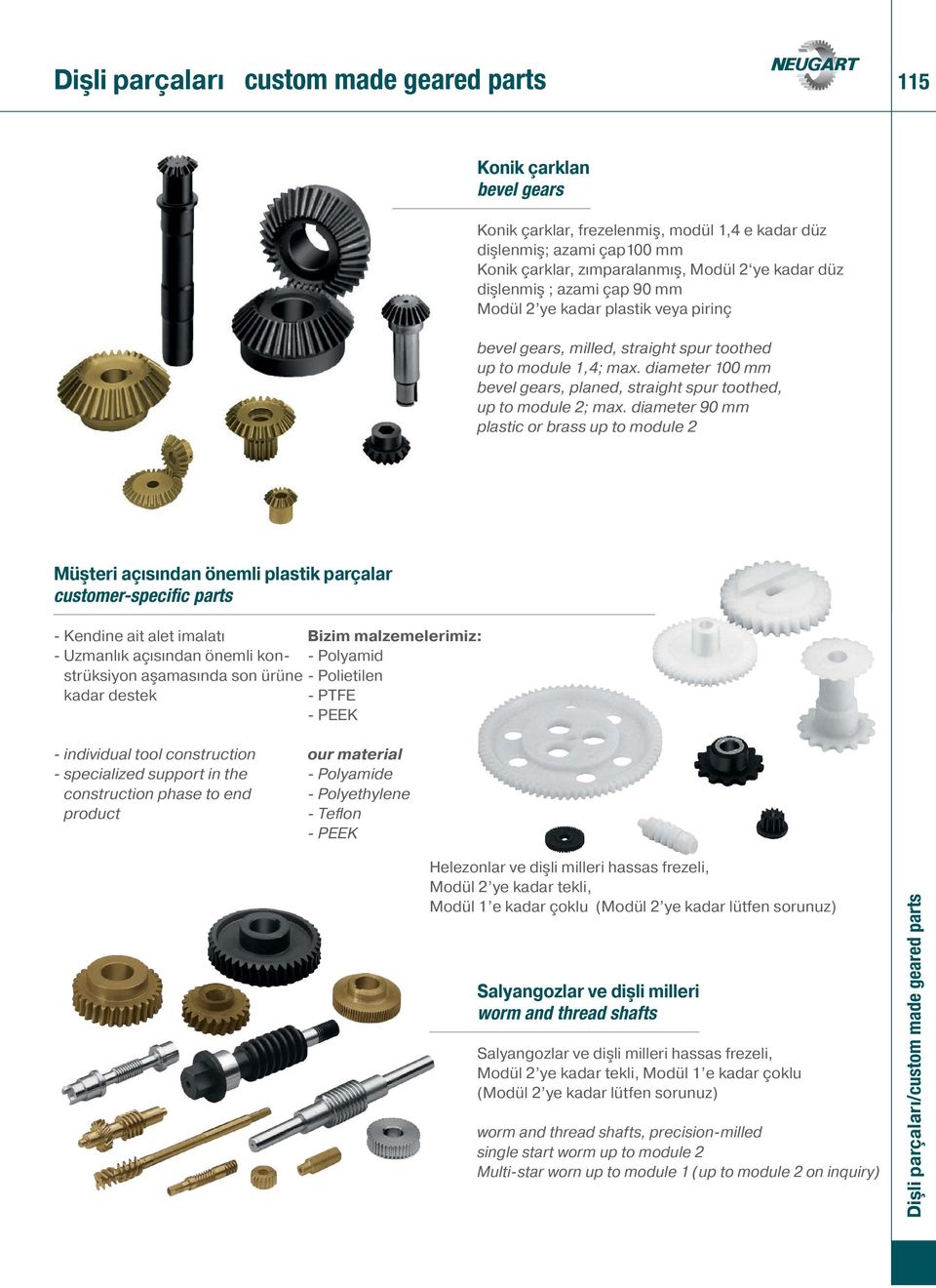 diameter 100 mm bevel gears, planed, straight spur toothed, up to module 2; max.