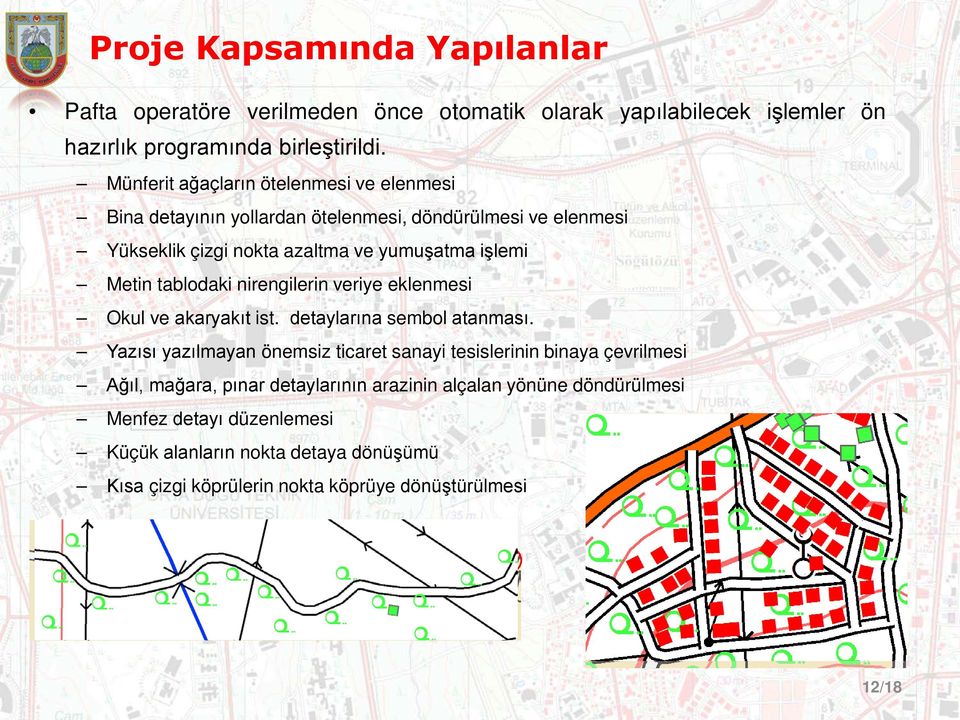 tablodaki nirengilerin veriye eklenmesi Okul ve akaryakıt ist. detaylarına sembol atanması.