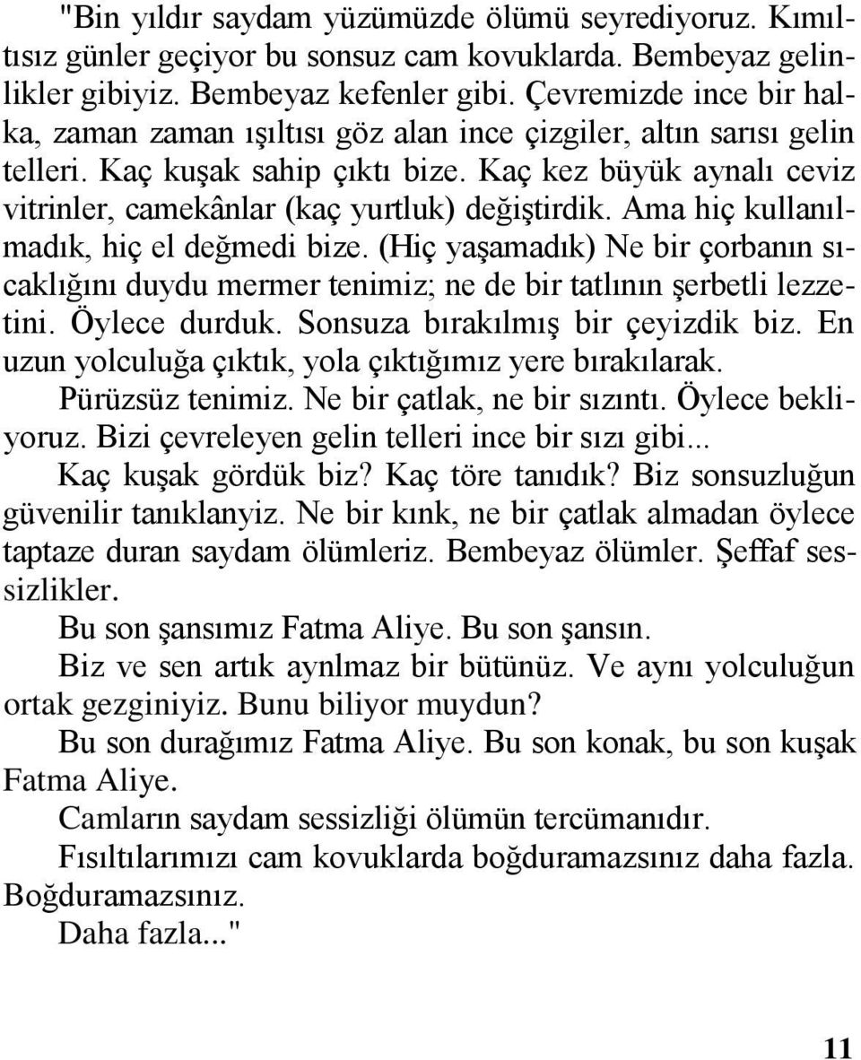 Kaç kez büyük aynalı ceviz vitrinler, camekânlar (kaç yurtluk) değiģtirdik. Ama hiç kullanılmadık, hiç el değmedi bize.