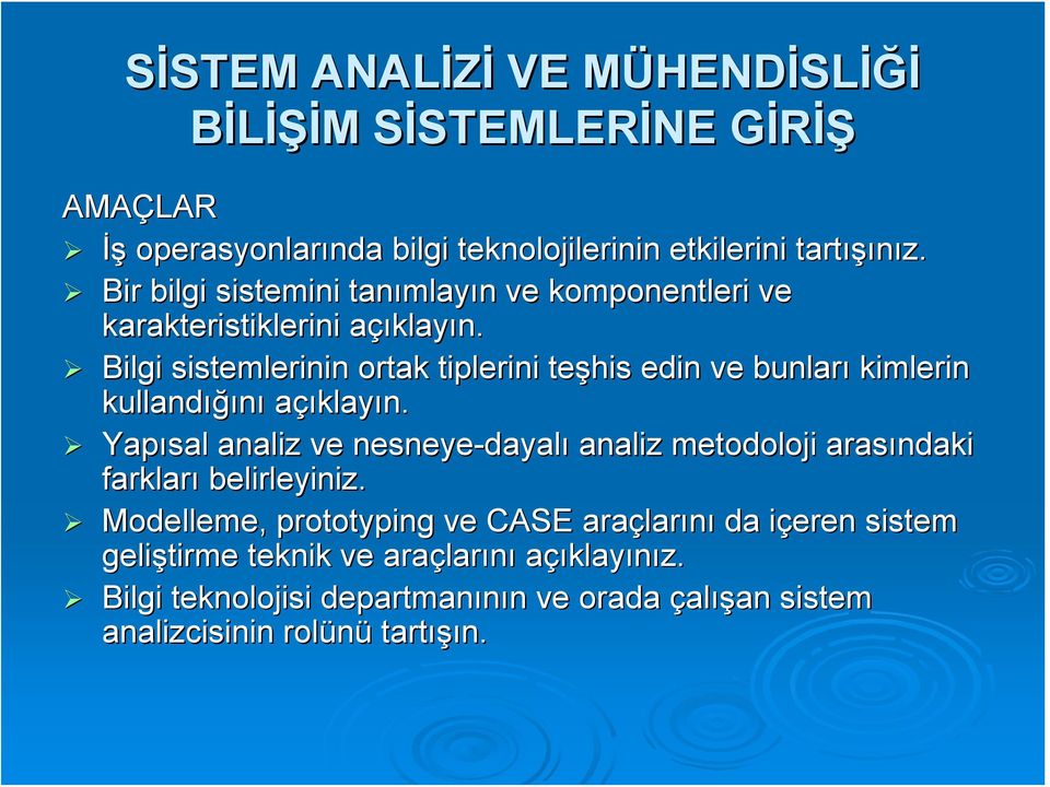 Bilgi sistemlerinin ortak tiplerini teşhis edin ve bunları kimlerin kullandığı ığını açıklayın.