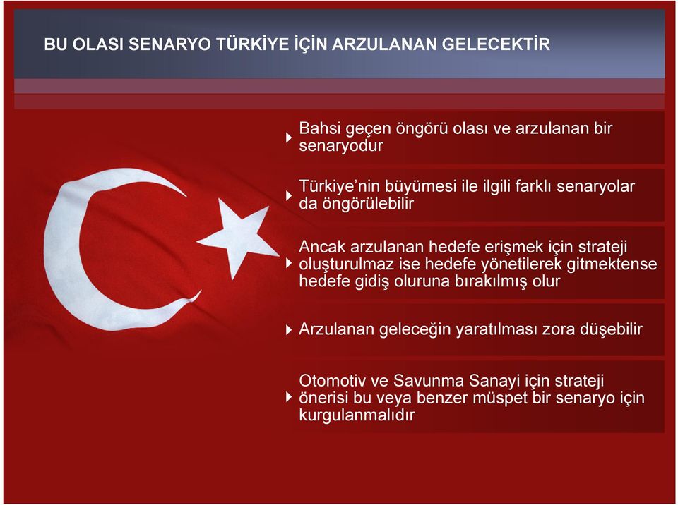 oluşturulmaz ise hedefe yönetilerek gitmektense hedefe gidiş oluruna bırakılmış olur Arzulanan geleceğin