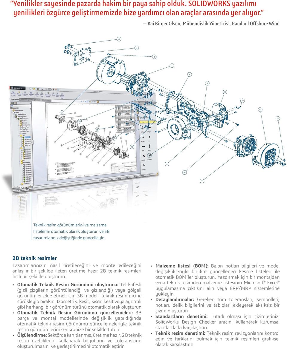 2B teknik resimler Tasarımlarınızın nasıl üretileceğini ve monte edileceğini anlaşılır bir şekilde ileten üretime hazır 2B teknik resimleri hızlı bir şekilde oluşturun.