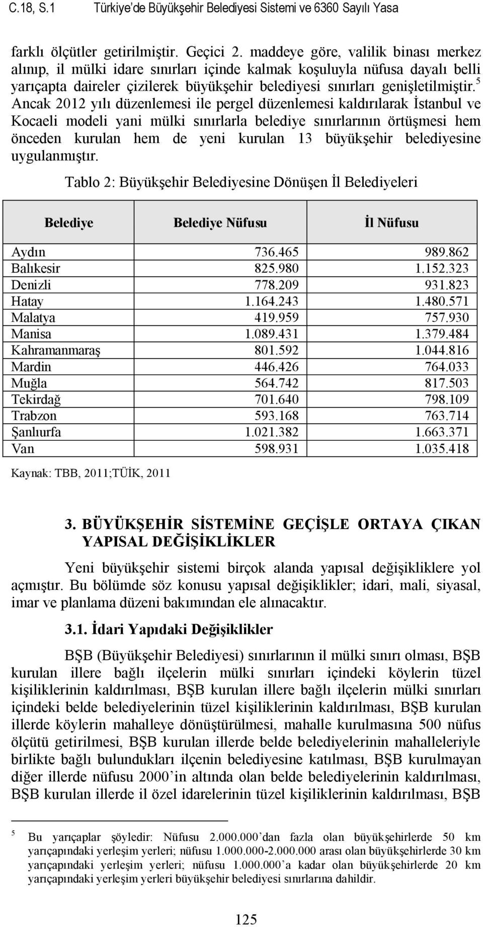 5 Ancak 2012 yılı düzenlemesi ile pergel düzenlemesi kaldırılarak İstanbul ve Kocaeli modeli yani mülki sınırlarla belediye sınırlarının örtüşmesi hem önceden kurulan hem de yeni kurulan 13