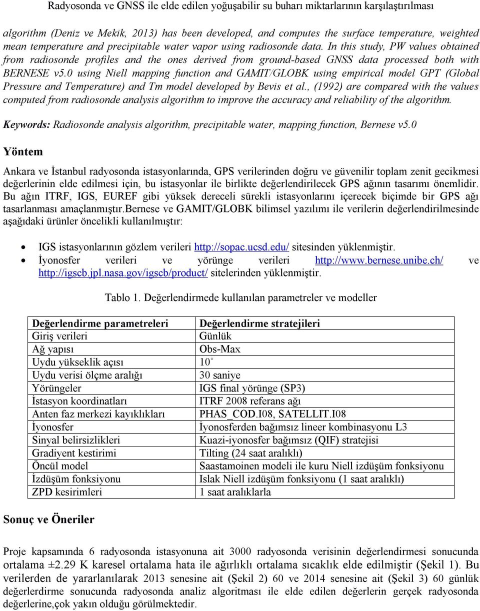 0 using Niell mapping function and GAMIT/GLOBK using empirical model GPT (Global Pressure and Temperature) and Tm model developed by Bevis et al.