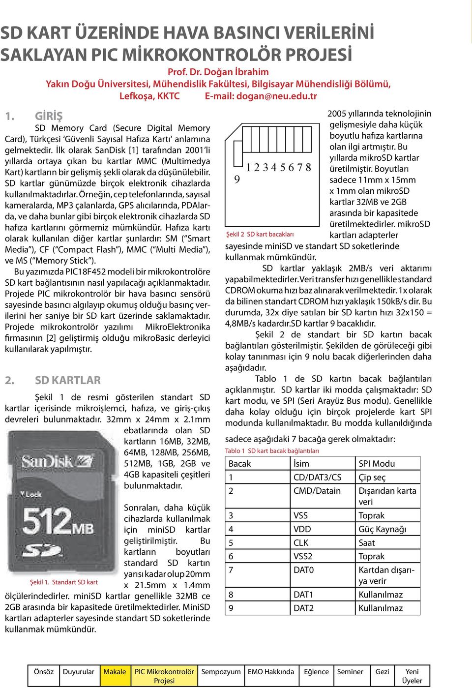 GİRİŞ SD Memory Card (Secure Digital Memory Card), Türkçesi Güvenli Sayısal Hafıza Kartı anlamına gelmektedir.