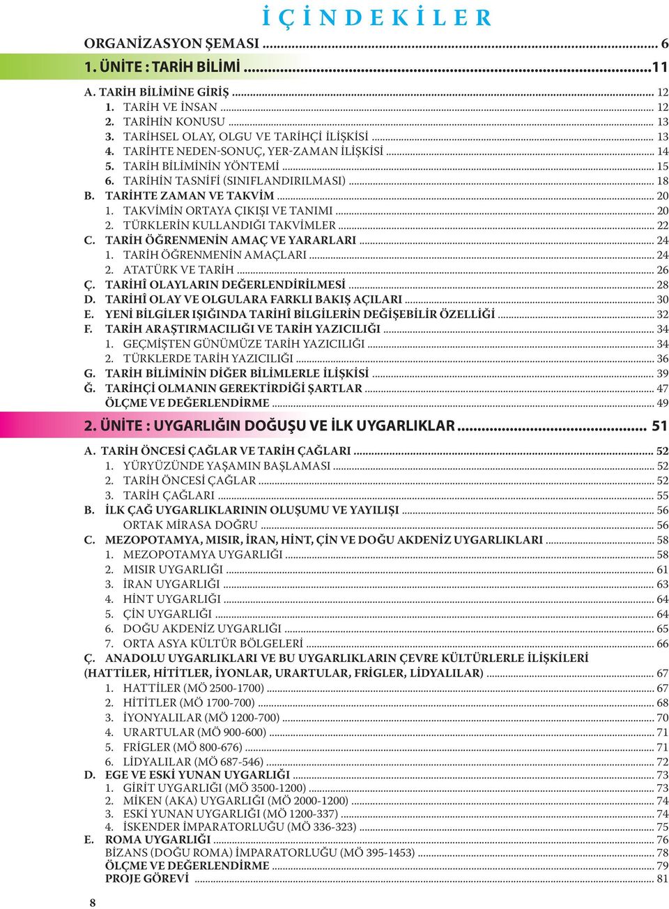 TÜRKLERİN KULLANDIĞI TAKVİMLER... 22 C. TARİH ÖĞRENMENİN AMAÇ VE YARARLARI... 24 1. TARİH ÖĞRENMENİN AMAÇLARI... 24 2. ATATÜRK VE TARİH... 26 Ç. TARİHÎ OLAYLARIN DEĞERLENDİRİLMESİ... 28 D.