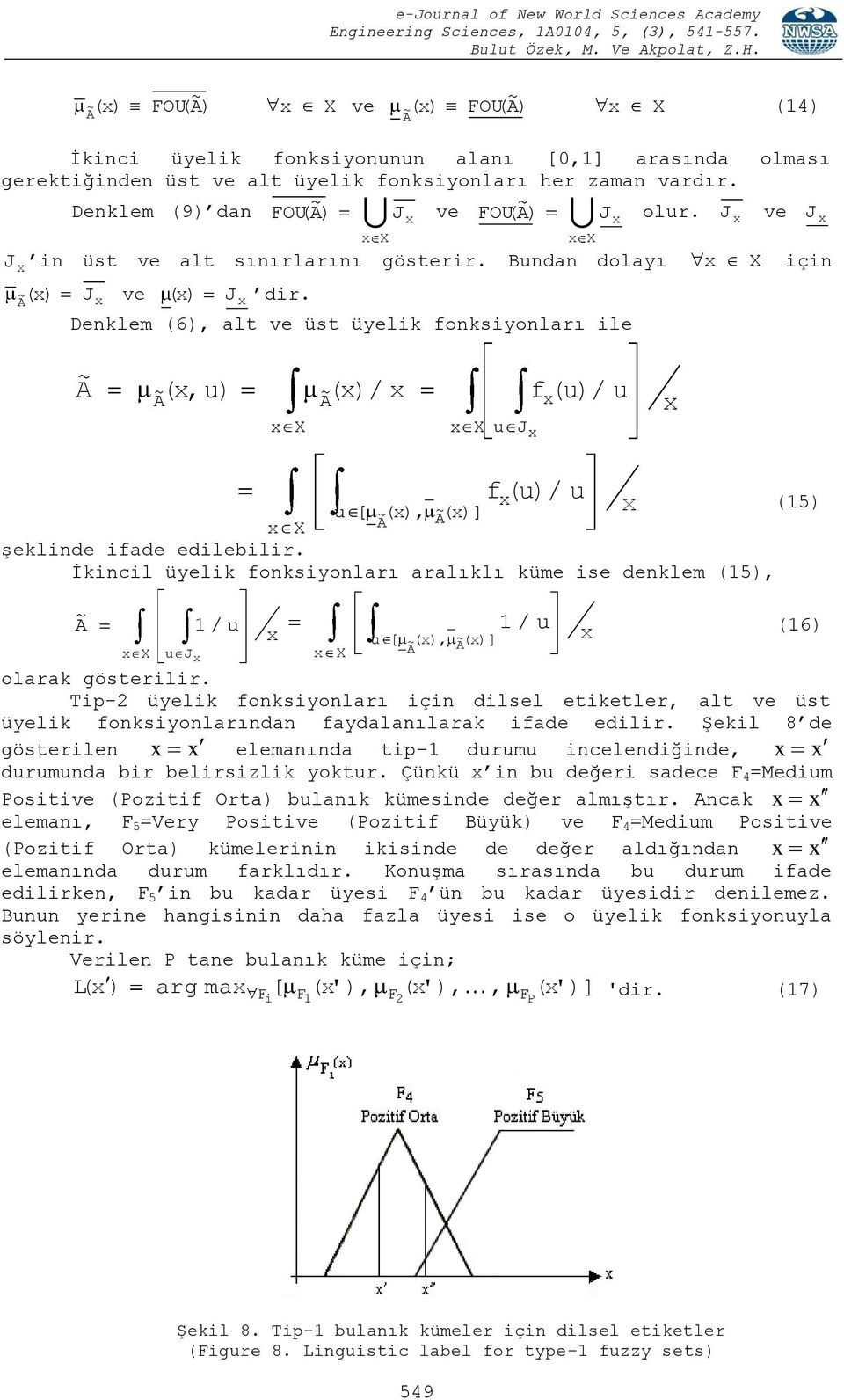 J ve J J n üst ve alt sınılaını göste. Bndan dolayı ( ) J ve ( ) J d. Denklem (6), alt ve üst üyelk fonksyonlaı le çn (,) ()/ J f ()/ f ()/ [ (), ()] (5) şeklnde fade edlebl.