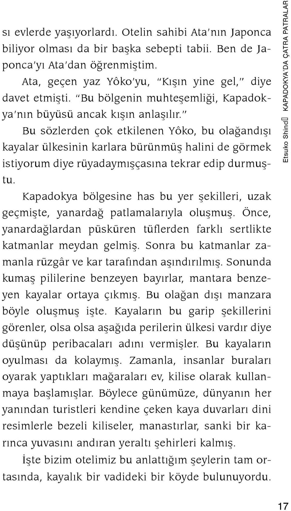 Bu sözlerden çok etkilenen Yôko, bu olağandışı kayalar ülkesinin karlara bürünmüş halini de görmek istiyorum diye rüyadaymışçasına tekrar edip durmuştu.