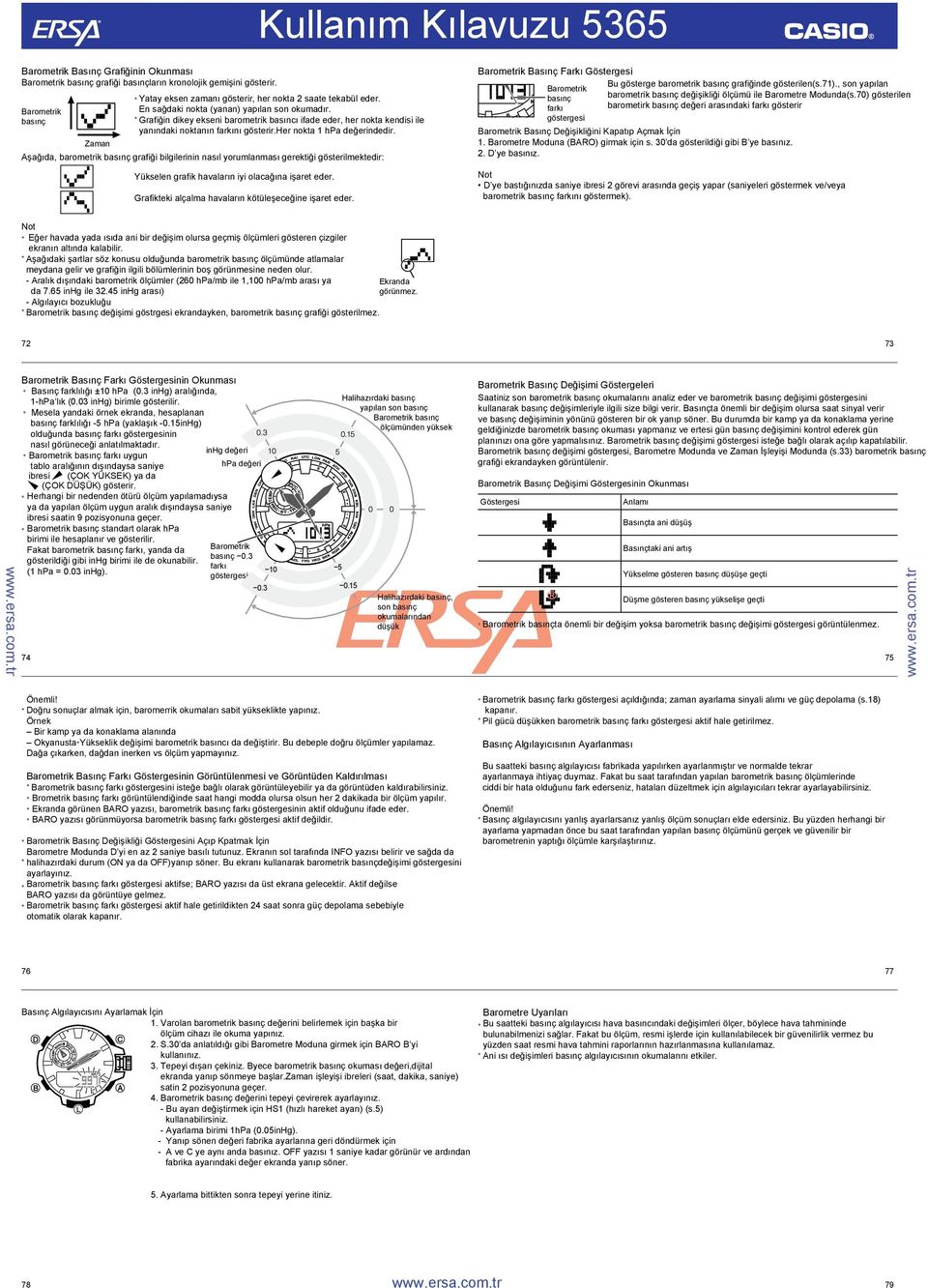 her nokta 1 hpa değerindedir. Zaman Aşağıda, barometrik basınç grafiği bilgilerinin nasıl yorumlanması gerektiği gösterilmektedir: Yükselen grafik havaların iyi olacağına işaret eder.