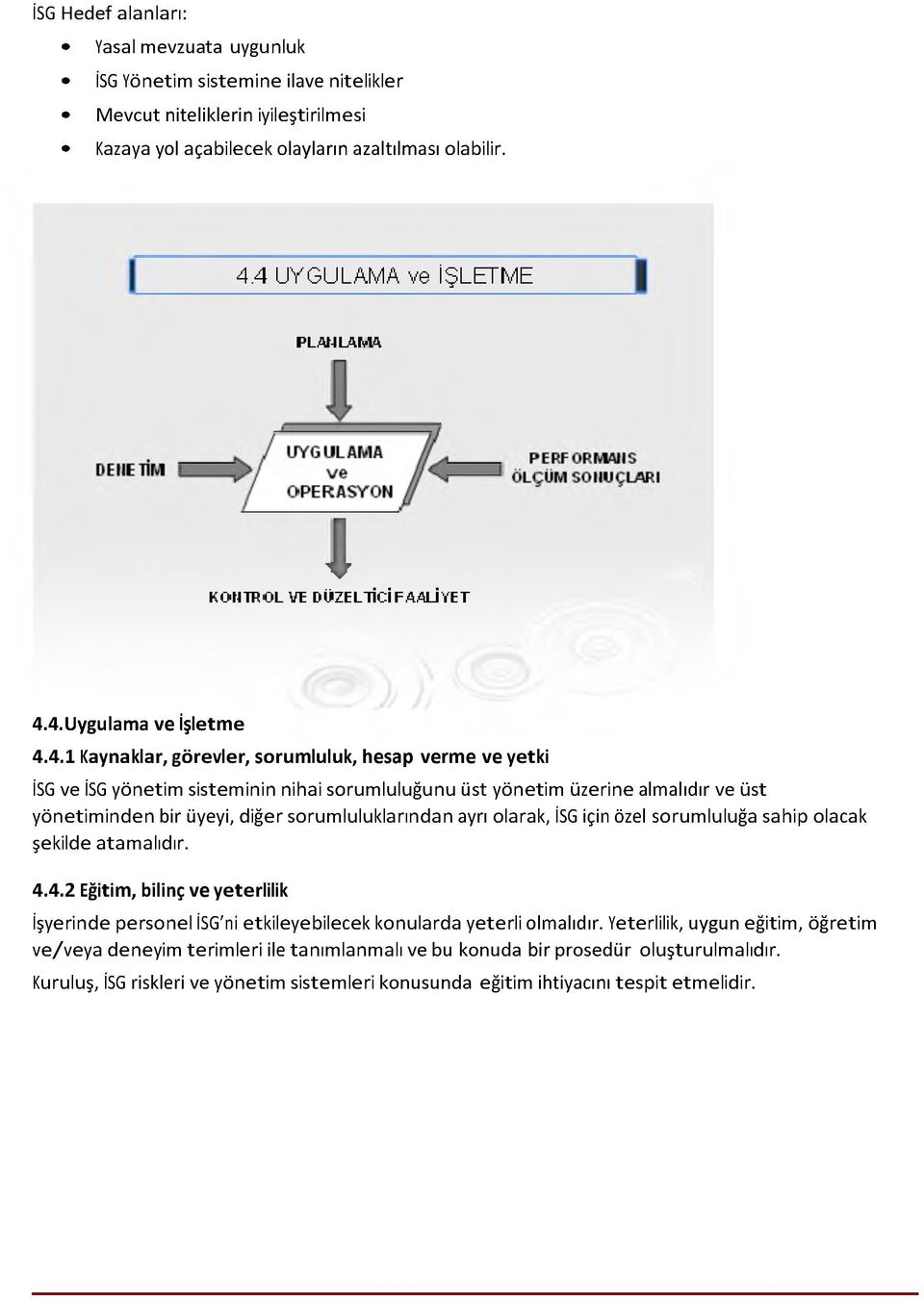 luluğunu üst yönetim üzerine almalıdır ve üst yönetim inden bir üyeyi, diğer sorum luluklarından ayrı olarak, İSG için özel sorumluluğa sahip olacak şekilde atam alıdır. 4.