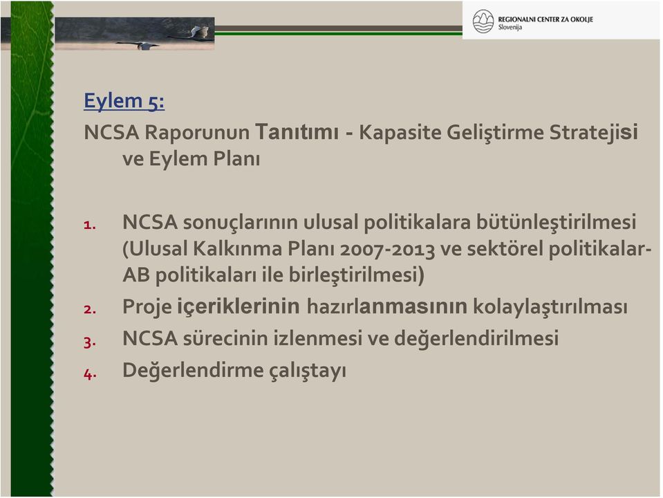 sektörel politikalar AB politikaları ile birleştirilmesi) 2.