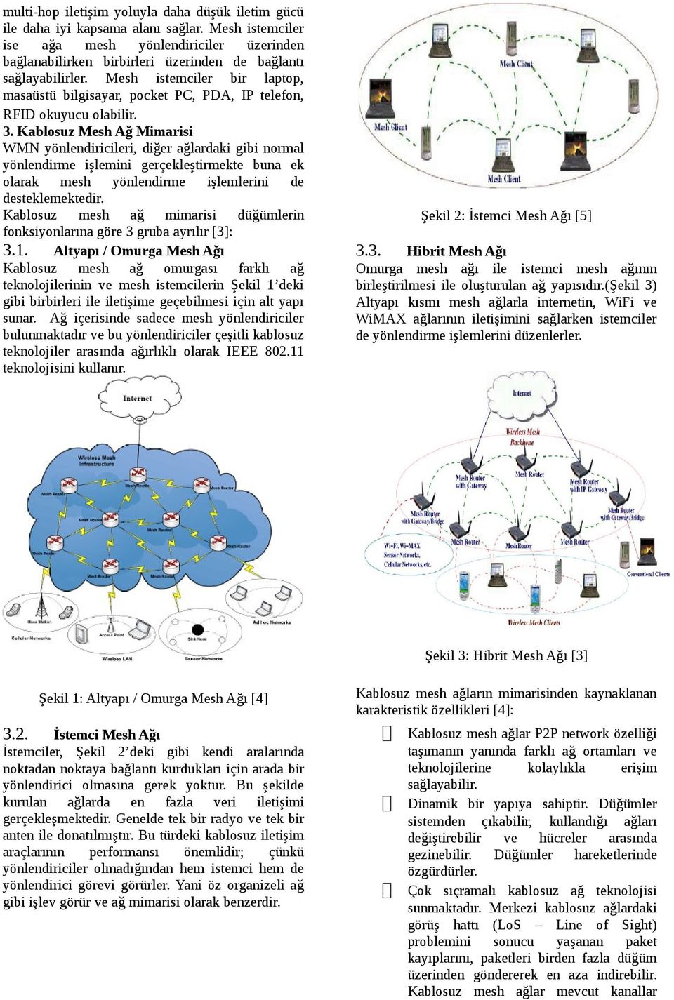 Mesh istemciler bir laptop, masaüstü bilgisayar, pocket PC, PDA, IP telefon, RFID okuyucu olabilir. 3.