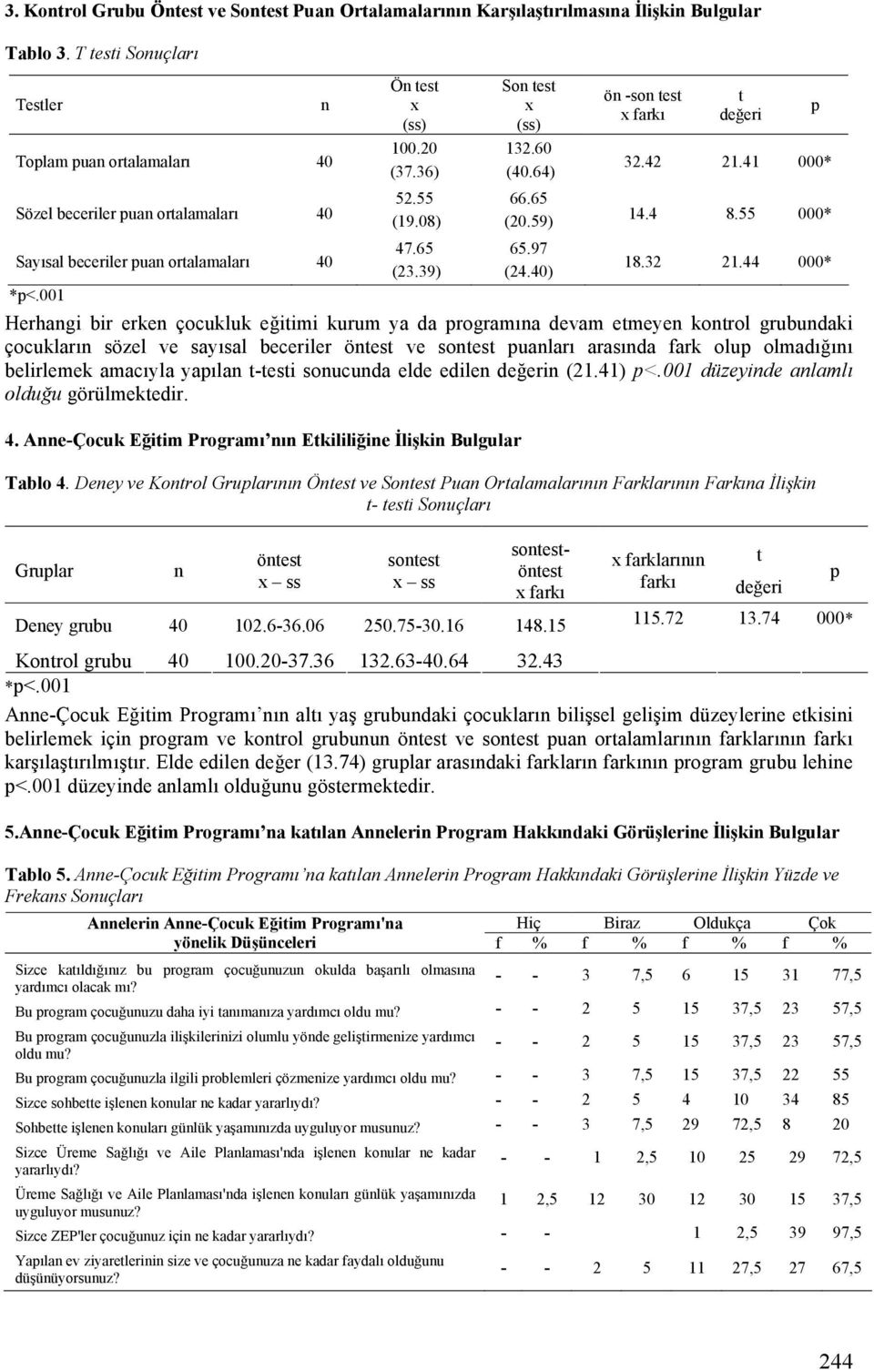 39) Son test x (ss) 132.60 (40.64) 66.65 (20.59) 65.97 (24.40) ön -son test x farkı t değeri 32.42 21.41 000* 14.4 8.55 000* 18.32 21.44 000* *p<.