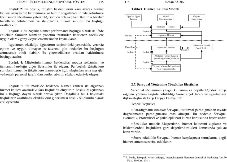 Boşluk 3: Bu boşluk; hizmet performansı boşluğu olarak da ifade edilebilir. Sunulan hizmetin yönetim tarafından belirlenen özelliklere uygun olarak gerçekleştirilememesinden kaynaklanır.