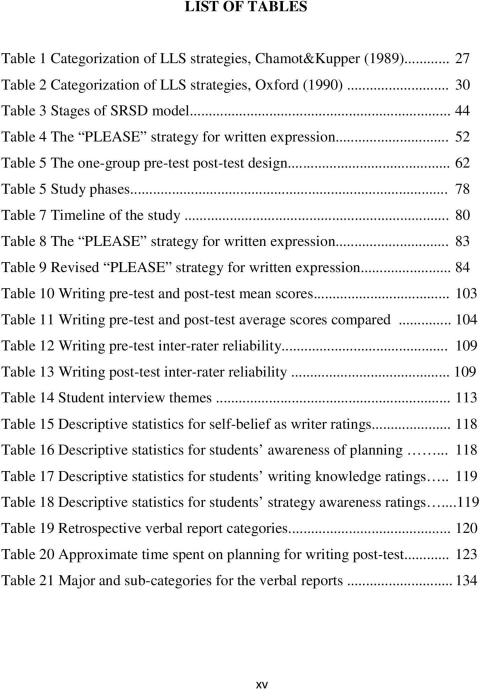 .. 80 Table 8 The PLEASE strategy for written expression... 83 Table 9 Revised PLEASE strategy for written expression... 84 Table 10 Writing pre-test and post-test mean scores.