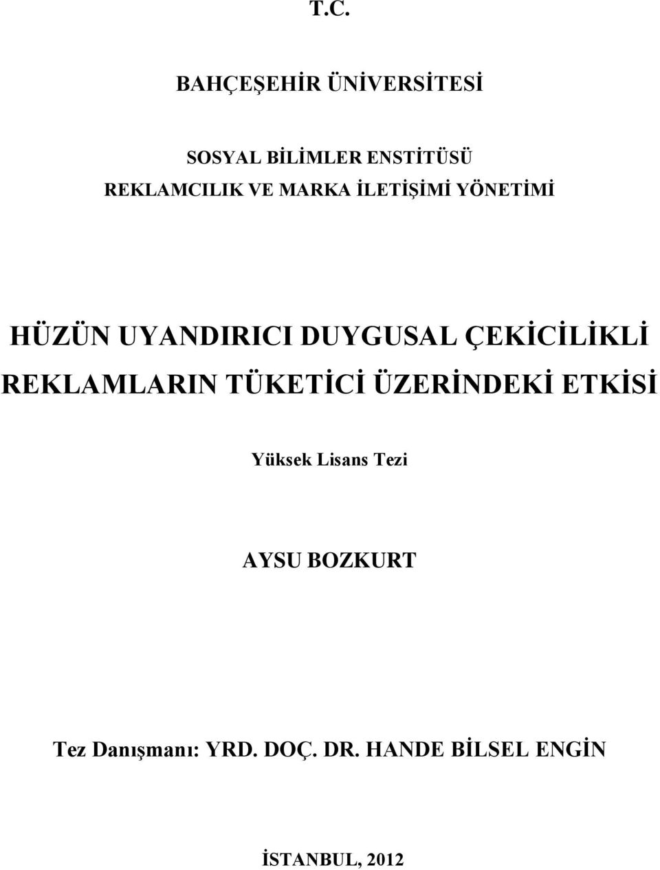 REKLAMLARIN TÜKETĠCĠ ÜZERĠNDEKĠ ETKĠSĠ Yüksek Lisans Tezi AYSU