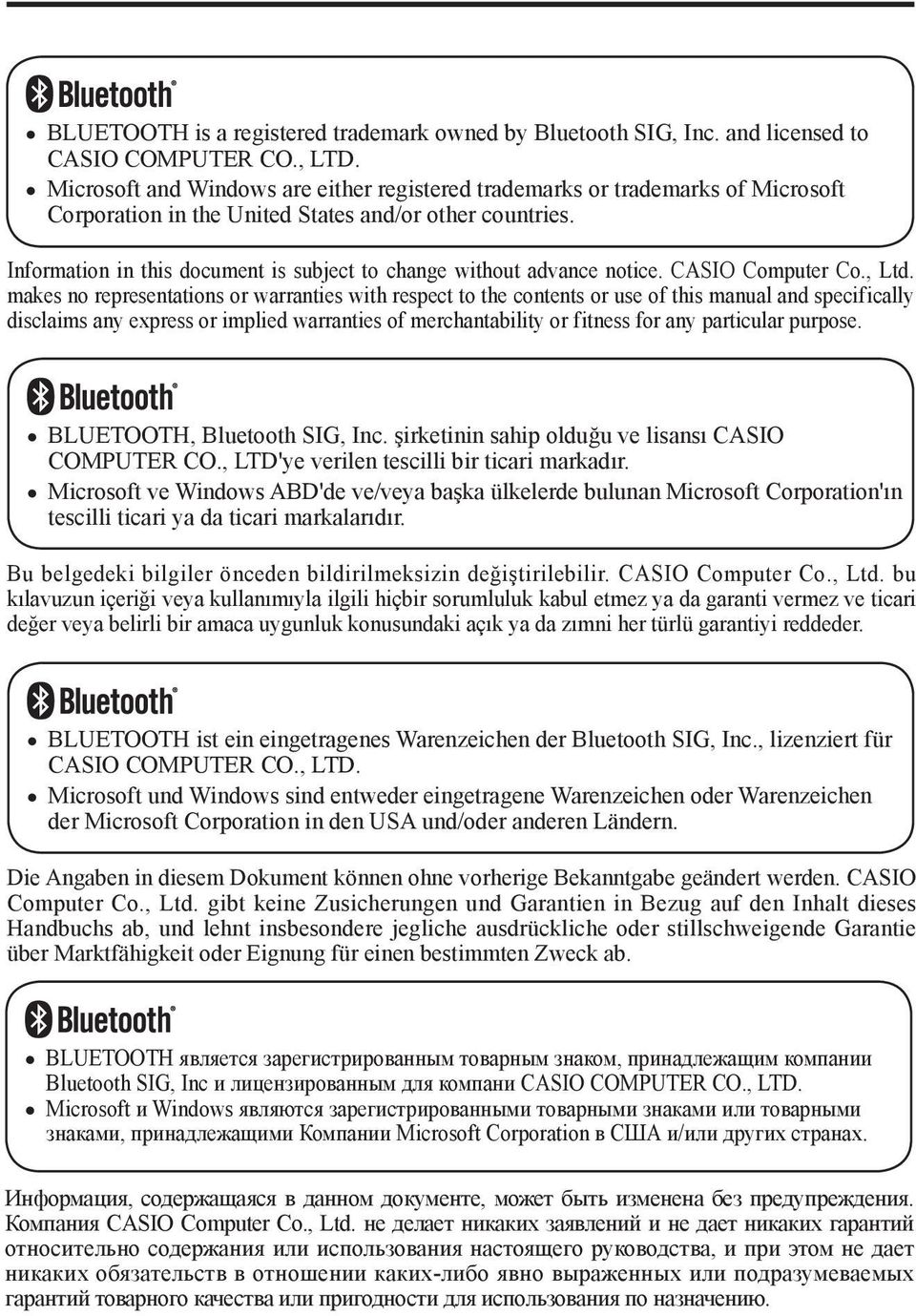 Information in this document is subject to change without advance notice. CASIO Computer Co., Ltd.