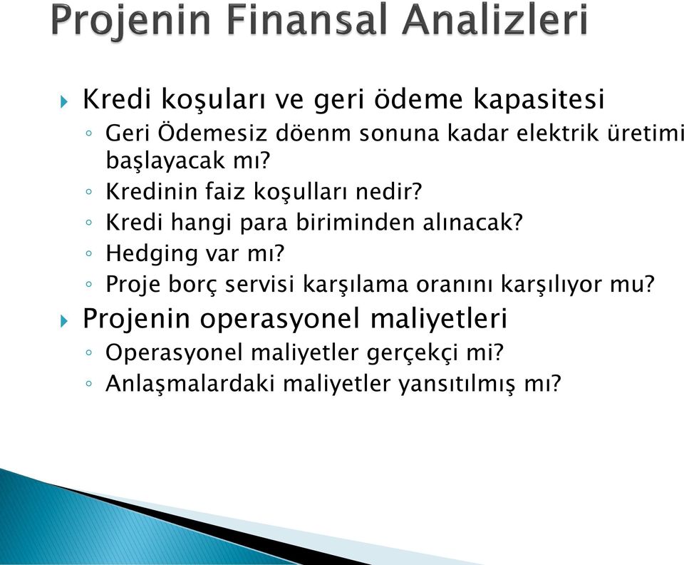 Kredi hangi para biriminden alınacak? Hedging var mı?