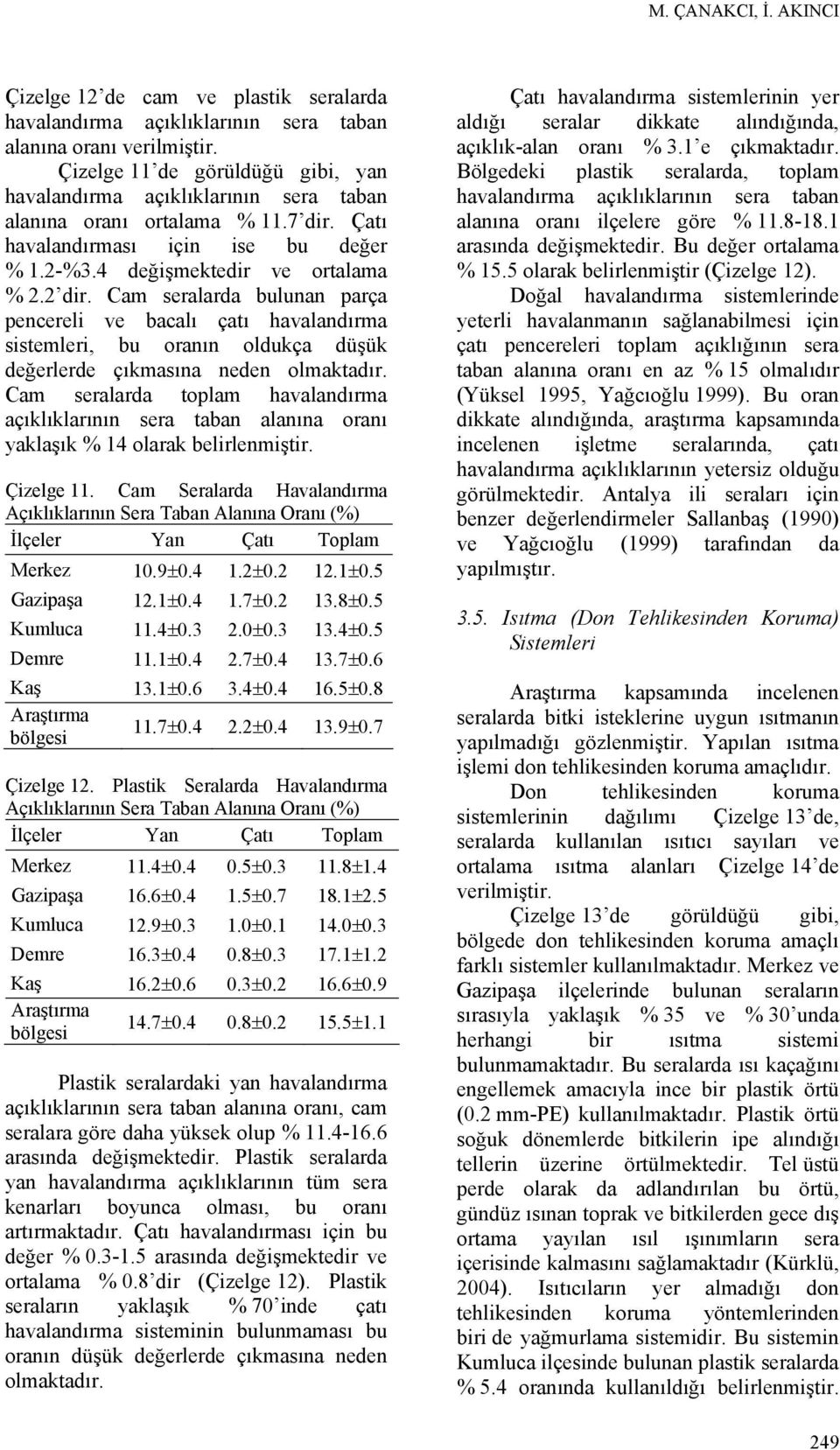 Cam seralarda bulunan parça pencereli ve bacalı çatı havalandırma sistemleri, bu oranın oldukça düşük değerlerde çıkmasına neden olmaktadır.