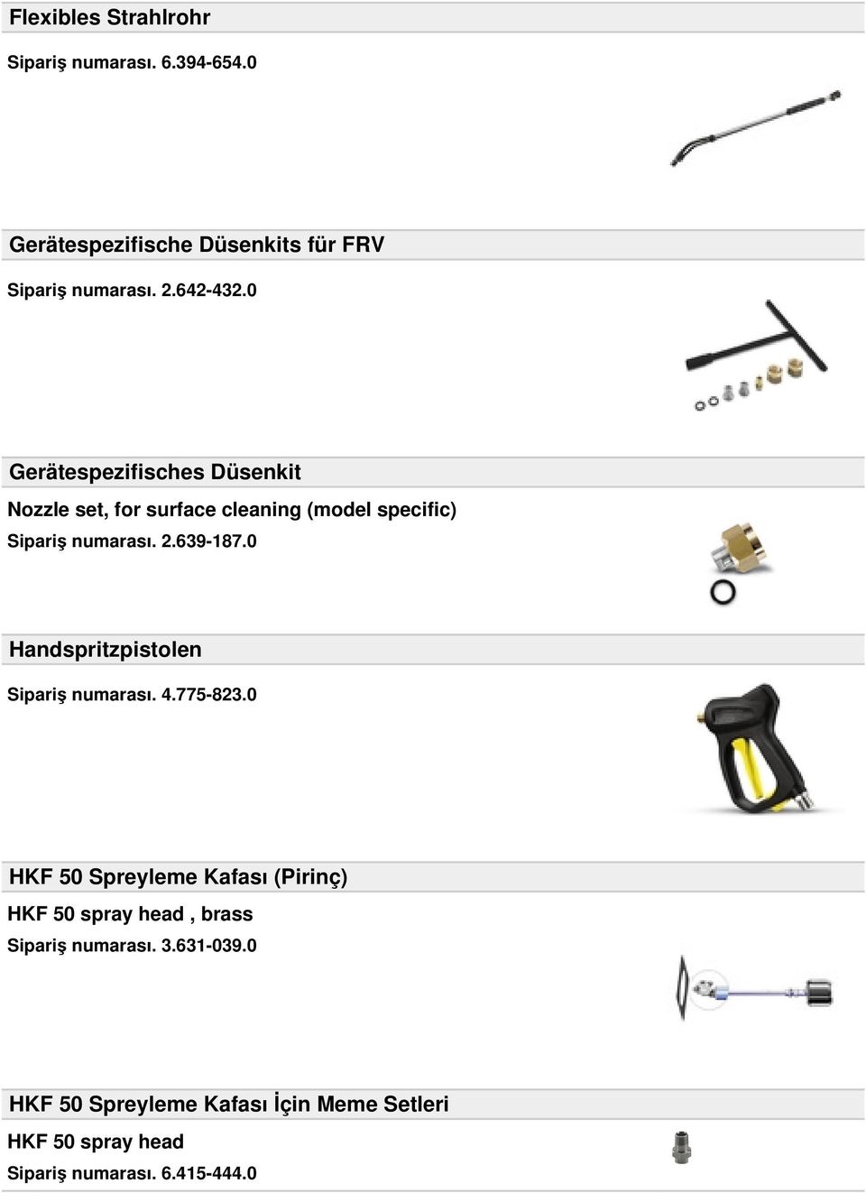 639-187.0 Handspritzpistolen Sipariş numarası. 4.775-823.