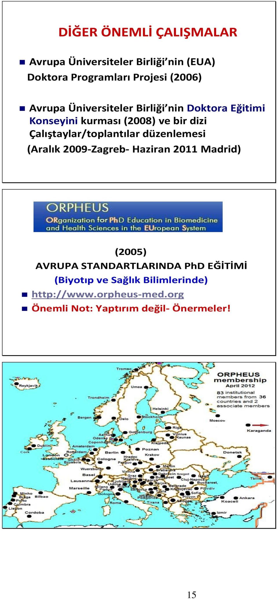 Çalıştaylar/toplantılar düzenlemesi (Aralık 2009-Zagreb- Haziran 2011 Madrid) (2005) AVRUPA