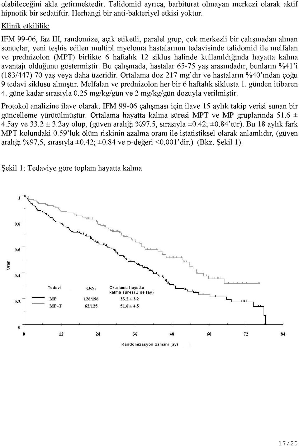 melfalan ve prednizolon (MPT) birlikte 6 haftalık 12 siklus halinde kullanıldığında hayatta kalma avantajı olduğunu göstermiştir.
