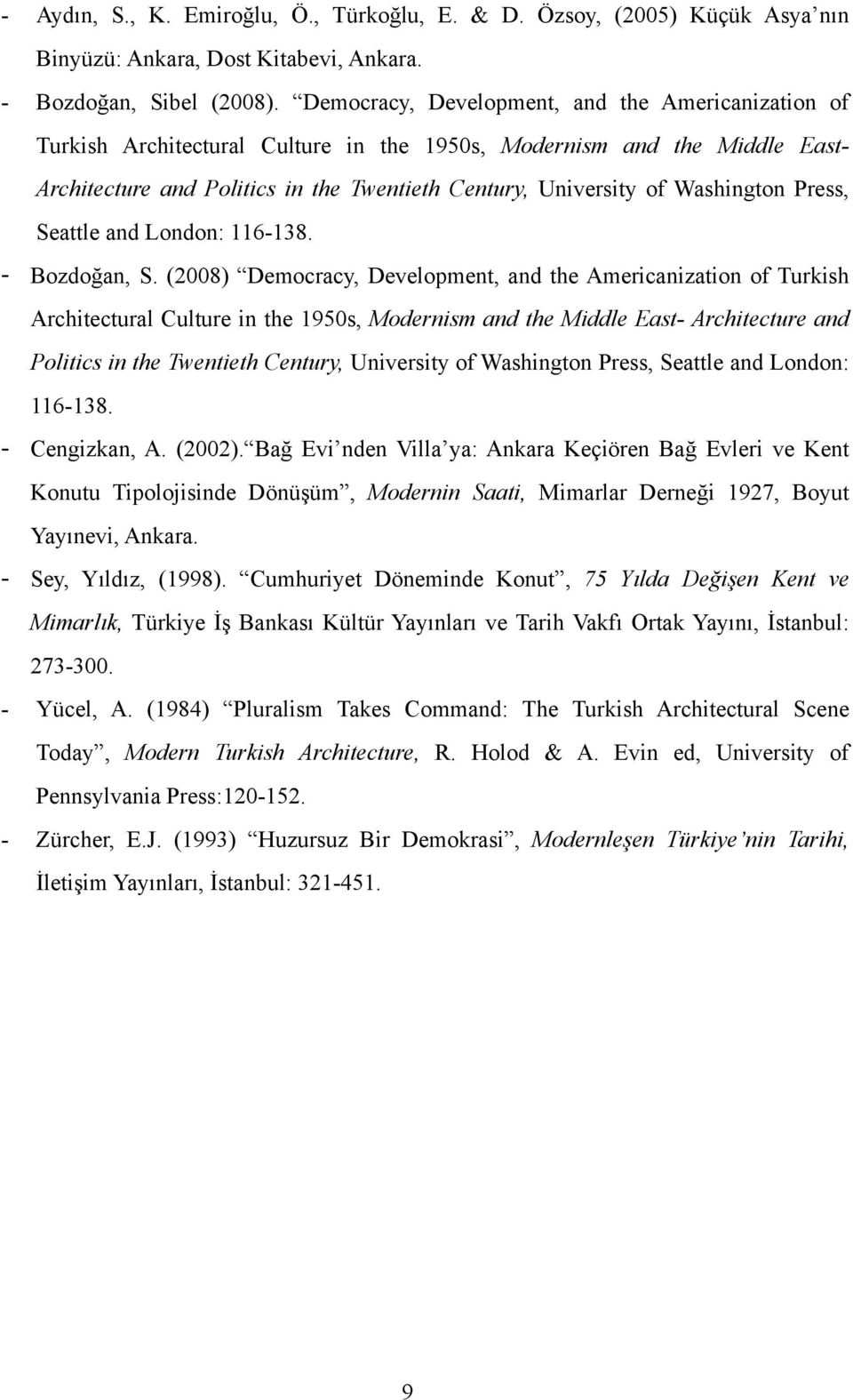 Washington Press, Seattle and London: 116-138. - Bozdoğan, S. (2008)  Washington Press, Seattle and London: 116-138. - Cengizkan, A. (2002).