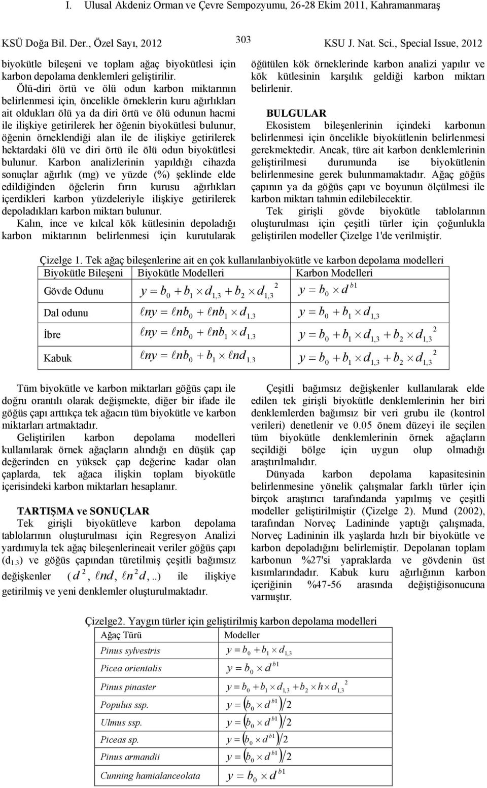 Ölü-diri örtü ve ölü odun karbon miktarının belirlenmesi için, öncelikle örneklerin kuru ağırlıkları ait oldukları ölü ya da diri örtü ve ölü odunun hacmi ile ilişkiye getirilerek her öğenin