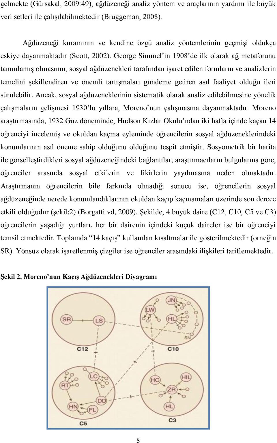 George Simmel in 1908 de ilk olarak ağ metaforunu tanımlamış olmasının, sosyal ağdüzenekleri tarafından işaret edilen formların ve analizlerin temelini şekillendiren ve önemli tartışmaları gündeme