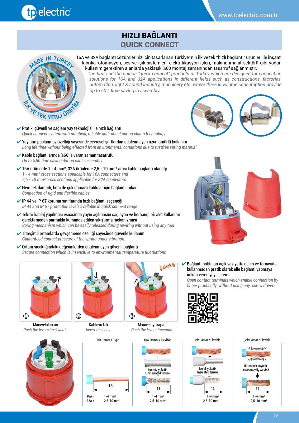 The first and the unique quick connect products of Turkey which are designed for connection solutions for 16A and 32A applications in different fields such as constructions, factories, automation,