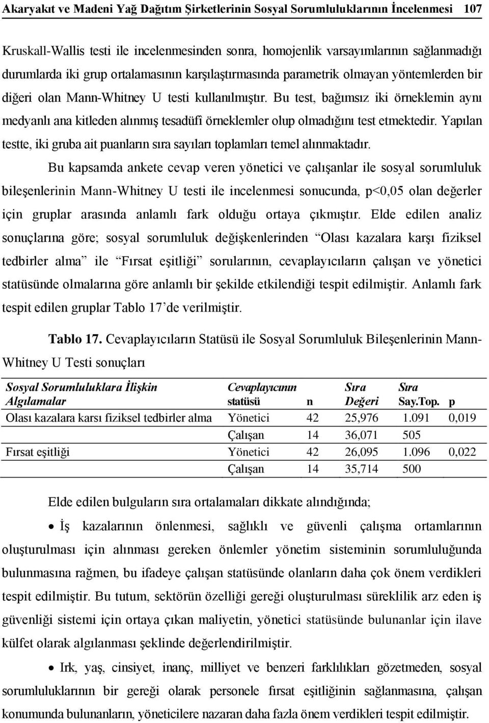 Bu test, bağımsız iki örneklemin aynı medyanlı ana kitleden alınmış tesadüfî örneklemler olup olmadığını test etmektedir.