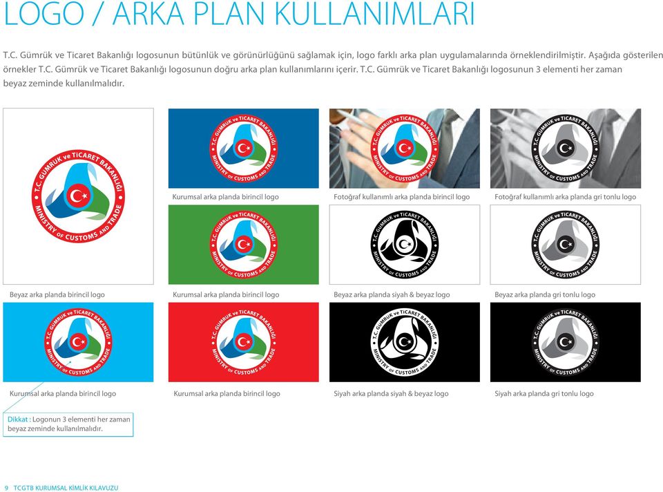 Kurumsal arka planda birincil logo Fotoğraf kullanımlı arka planda birincil logo Fotoğraf kullanımlı arka planda gri tonlu logo Beyaz arka planda birincil logo Kurumsal arka planda birincil logo