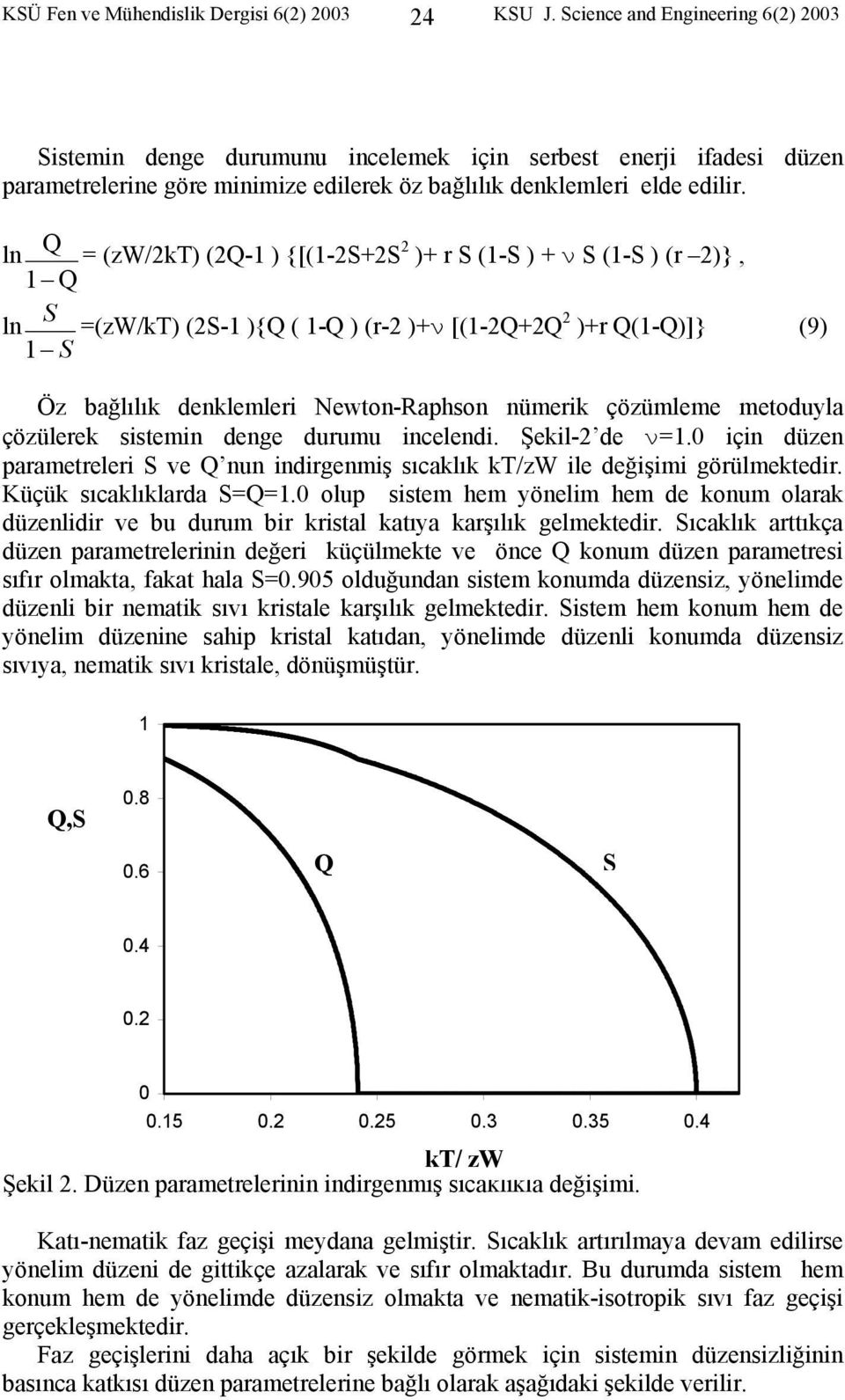 ln = (zw/kt) (-1 ) {[(1-S+S )+ r S (1-S ) + ν S (1-S ) (r )}, 1 ln S =(zw/kt) (S-1 ){ ( 1- ) (r- )+ν [(1-+ )+r (1-)]} (9) 1 S Öz bağlılık denklemleri Newton-Raphson nümerik çözümleme metoduyla