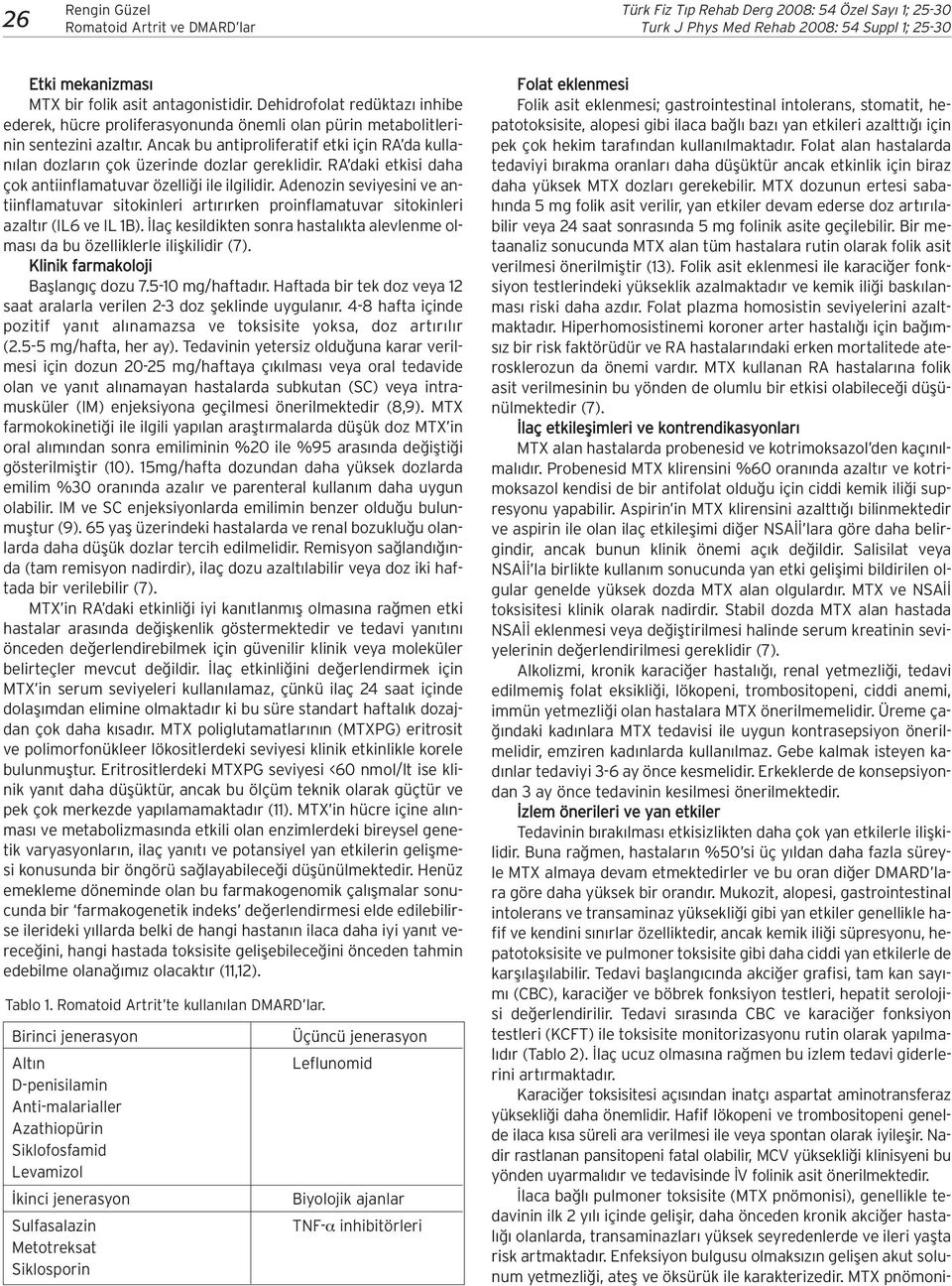 Ancak bu antiproliferatif etki için RA da kullan lan dozlar n çok üzerinde dozlar gereklidir. RA daki etkisi daha çok antiinflamatuvar özelli i ile ilgilidir.