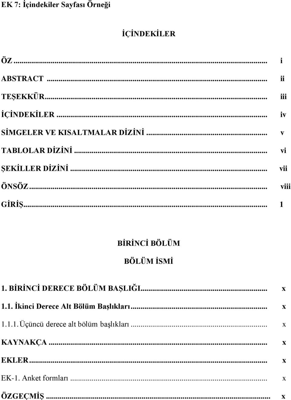 .. 1 BİRİNCİ BÖLÜM BÖLÜM İSMİ 1. BİRİNCİ DERECE BÖLÜM BAŞLIĞI... x 1.1. İkinci Derece Alt Bölüm Başlıkları.