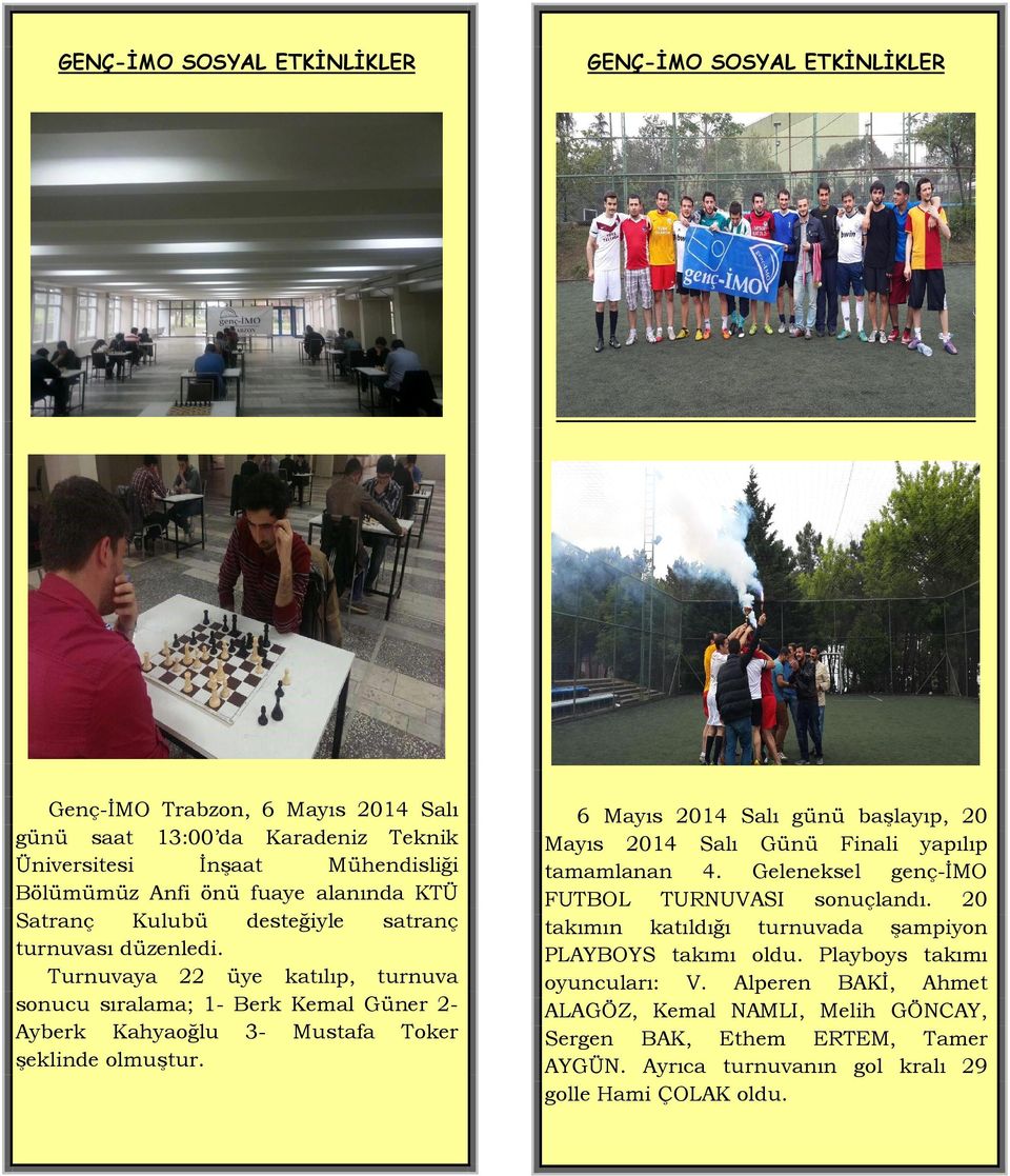 Turnuvaya 22 üye katılıp, turnuva sonucu sıralama; 1- Berk Kemal Güner 2- Ayberk Kahyaoğlu 3- Mustafa Toker şeklinde olmuştur.